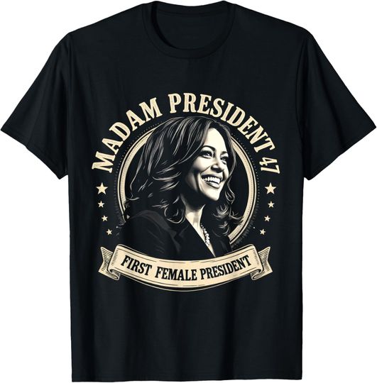 Discover Kamala Harris Shirt Harris Waltz 2024 Shirt Madam President T-Shirt