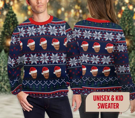 Discover Funny Trumpmas Christmas Ugly Sweater, Santa Trump 2024 Ugly Christmas Sweatshirt