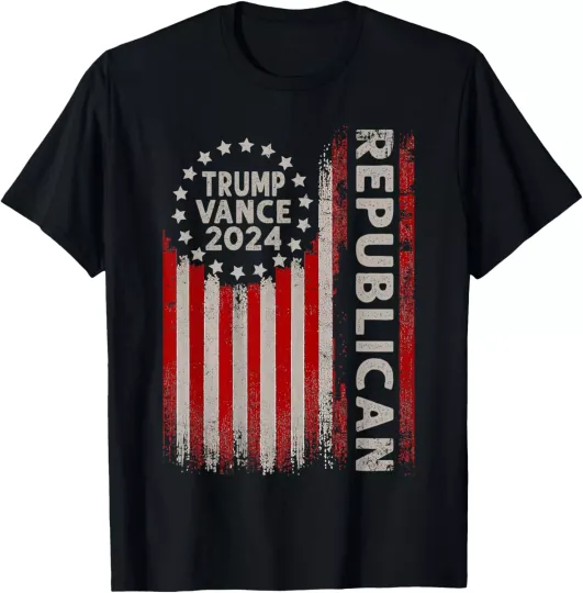 Discover Trump Vance 2024 US Flag Republican 2024 President Election T-Shirt