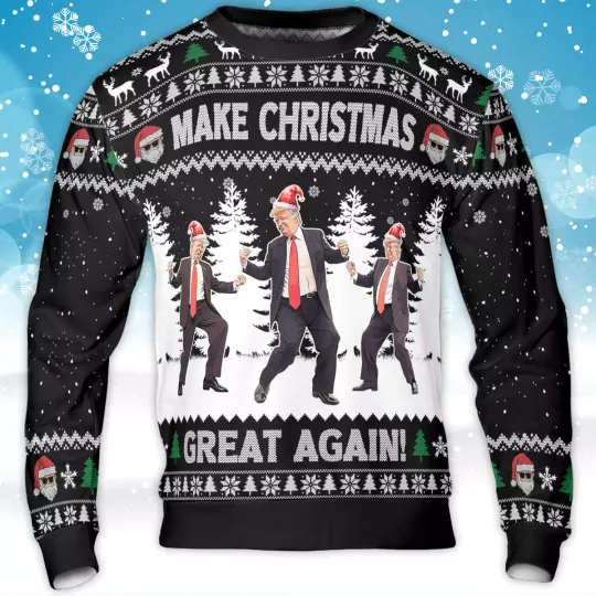 Discover Make Christmas Great Again, Funny Trump Dancing 2024 Ugly Sweater