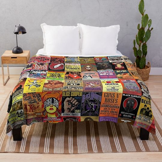 Discover Rock Band Posters Throw Blanket