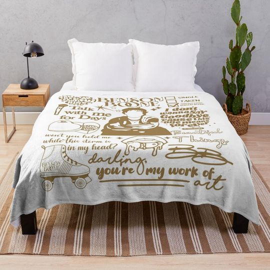 Discover Benson Boone Doodle Art Fireworks And Rollerblades Throw Blanket