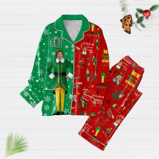 Discover Elf Christmas Pajamas, Buddy Elf Pajamas Set, Christmas Movie Xmas Pajamas,