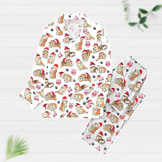 Discover Christmas Corgi Dog Pajamas Set, Dog Owner Xmas Gift, Cute Pet Christmas Shirt