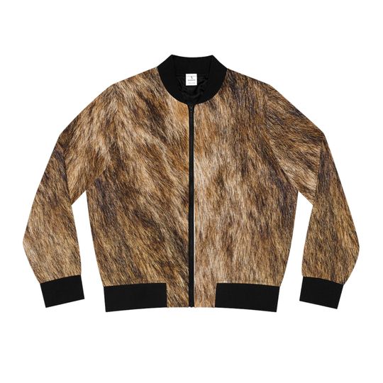 Discover Brown Tabby Cat Fur Print Bomber Jacket