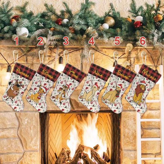 Discover Personalized Lion Movie Xmas Stocking, Lion Santa Hat Christmas Stockings