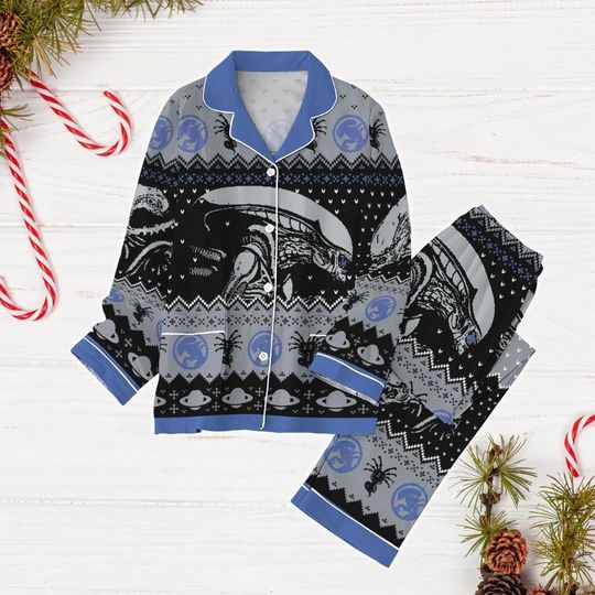 Discover Alien Ugly Christmas Pajamas, Alien Xenomorph Holiday Pajamas