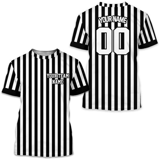 Discover Custom Referee Shirt Personalization Black White Pinstripe 3D All Over Print Shirt