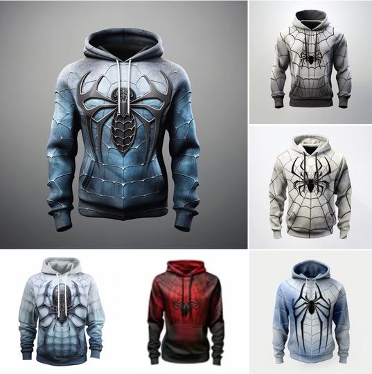 Discover Autumn Fashion Hoodie For Men 3D Print Spider Pattern Leisure Cosplay Hoodie