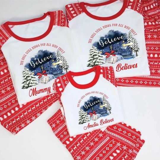Discover Personalised Polar Express Train Family Pyjama Set Matching Polar Express Xmas Pyjamas