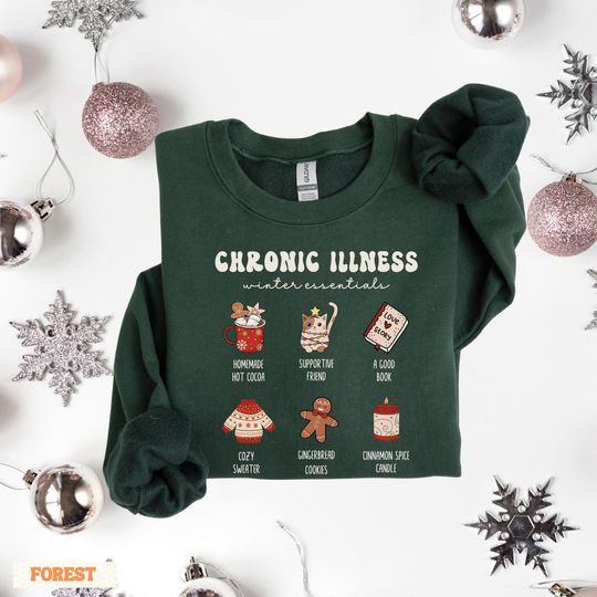 Discover Chronic Illness Warrior Sweatshirt, Invisible Illness Christmas Sweater Gift for Friend, Winter Sweatshirt