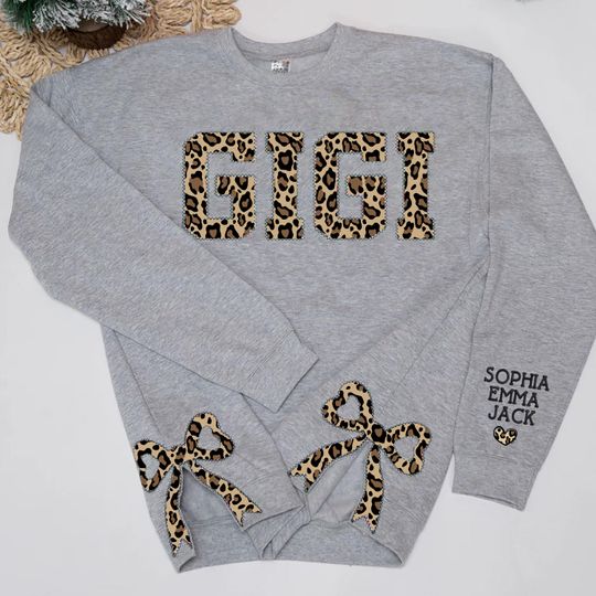 Discover Personalized Gigi Side Bow Sweatshirt, Custom Names And Nickname Side Bow, Gift For Christmas