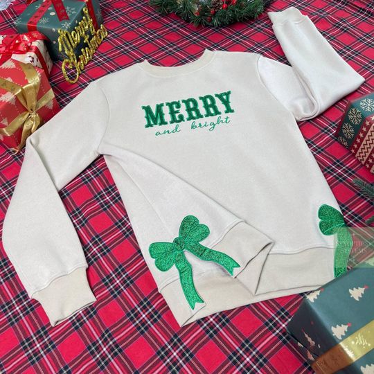 Discover Glitter Christmas Bow Sweatshirt