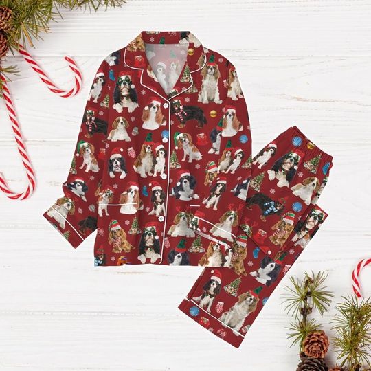 Discover Cavalier King Charles Spaniel Christmas Pajamas, Cute Dog Holiday Pajamas