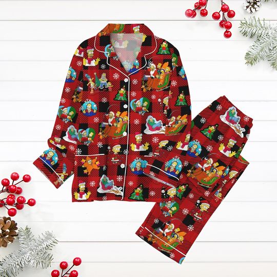 Discover The Simpsons Family Pajamas Set, Simpsons Movie Characters Holiday Pajamas