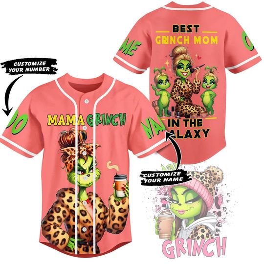 Discover Custom Mama Grnch Best Grnch Mom In The Galaxy Baseball Jersey