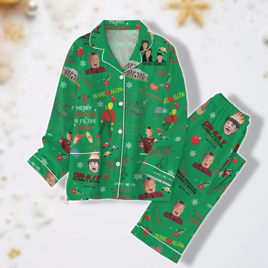 Discover Home Alone Christmas Pajamas Set, Christmas Movie Pants Pajamas