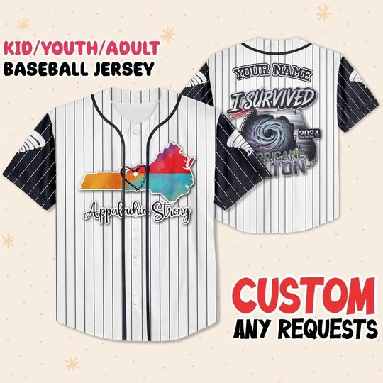 Discover Custom Appalachia Strong Baseball Jersey, Hurricane Disaster Relief Jersey