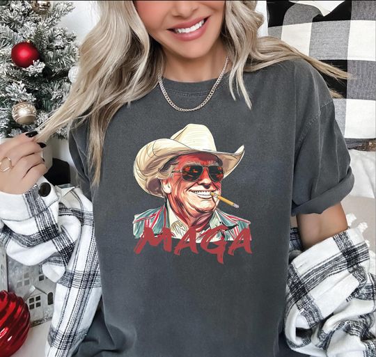 Discover Western Maga Trump T-Shirt, Comfort Colors Cowboy Trump Shirt