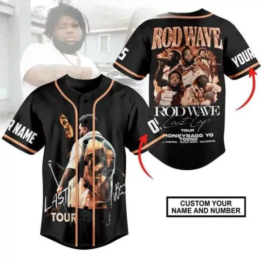 Discover R.od Wa.ve Last Lap Tour Moneybagg Yo Toosii 2024 Personalized Baseball Jersey