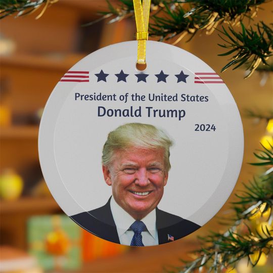 Discover Donald Trump 2024, Glass President Ornament, POTUS, 2024 Election