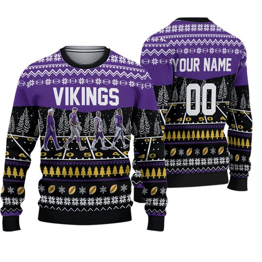 Discover Custom Vikings Walking Abbey Road Ugly Christmas Sweater