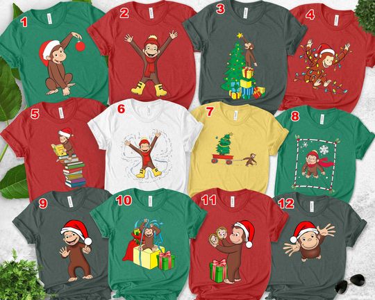 Discover Custom Curious George Christmas Shirt