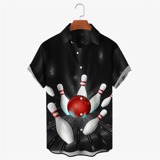 Discover Men's Shirt Bowling 3D Print Men's Clothing Summer 2024 Hawaii Shirt