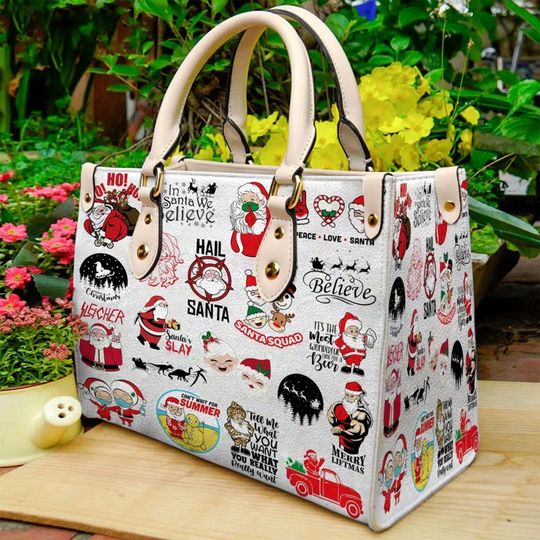Discover Santa Claus Christmas Leather Handbag, Santa Christmas Bag