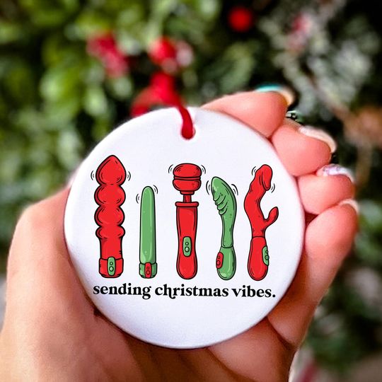 Discover Sending Christmas Vibes Ornament 2024 Funny Christmas Ornament Stocking