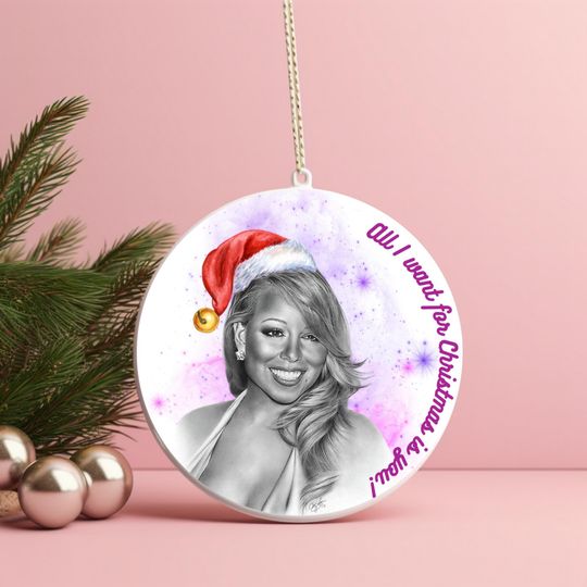 Discover Custom Mariah Carey Ceramic Ornament | Perfect Xmas 2024 Gift for Friends