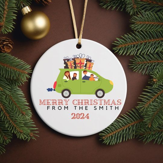 Discover Custom Merry Christmas Ceramic Ornament - Personalized Ceramic Gift for Family