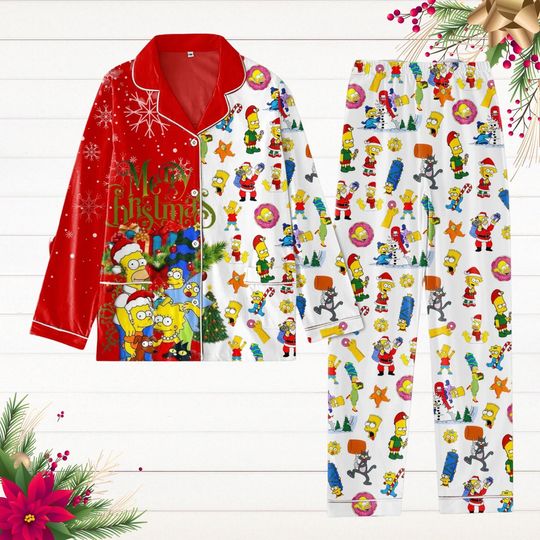 Discover Christmas The Simpsons Family Pajamas Set, Simpsons Movie Holiday Pajamas