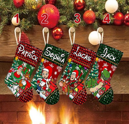 Discover Personalized Toy Movie Xmas Stocking, Magic World Santa Hat Christmas Stockings