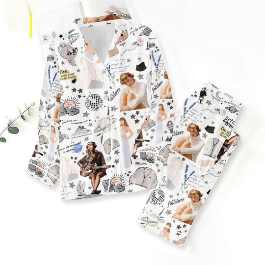 Discover Swiftie Christmas Satin Pajamas, World Tour Band Satin Pajamas