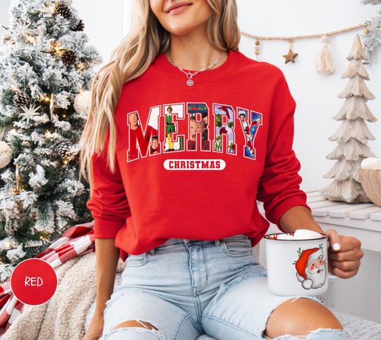 Discover MERRY Christmas 90s Movies Shirt Crewneck Sweatshirt, Christmas Shirt for Movies Lovers