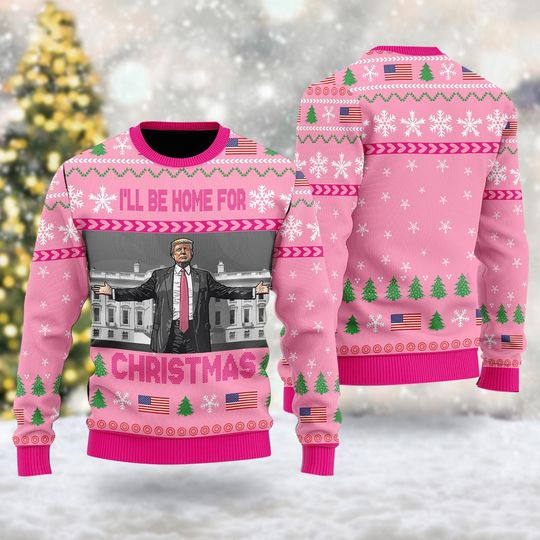 Discover Trump Ugly Christmas Sweater, I'll Be Home for Christmas Sweater