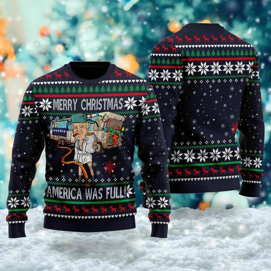 Discover Donald Trump Ugly Xmas Sweater, Merry Christmas America Was Full Sweatshirt