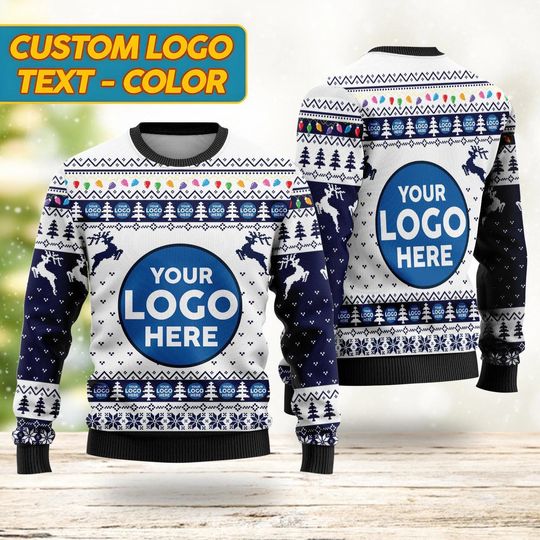 Discover Custom Logo Company Ugly Sweater, Personalized Company Logo Ugly Christmas Sweater