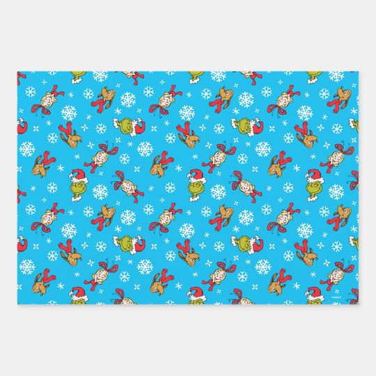 Discover Funny character, Max & Cindy-Lou Who Snowlfake Pattern Wrapping Paper