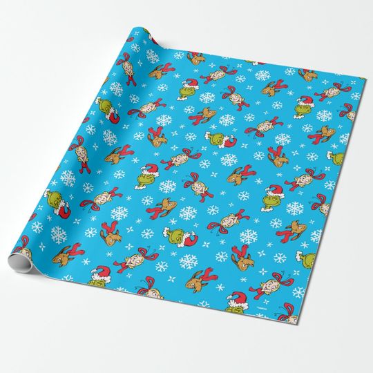Discover Funny character, Max & Cindy-Lou Who Snowlfake Pattern Wrapping Paper