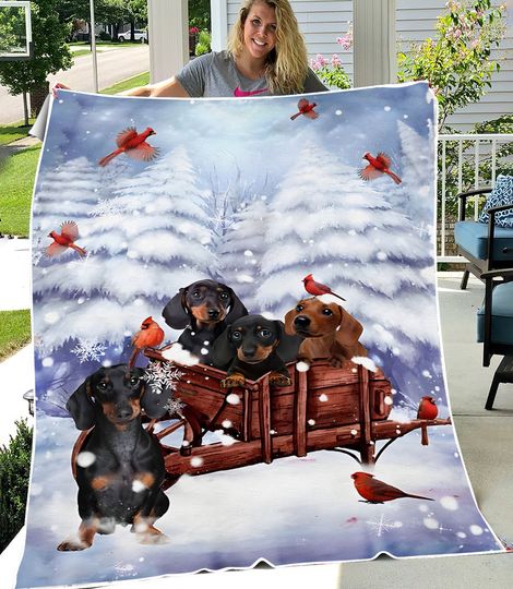Discover Funny Dachshund Christmas Blanket