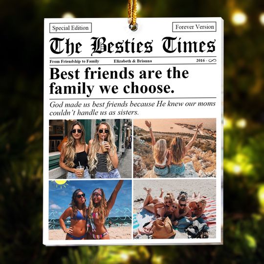 Discover The BFF Times - Friendship Gifts Newspaper - Personalized Acrylic Photo Ornament