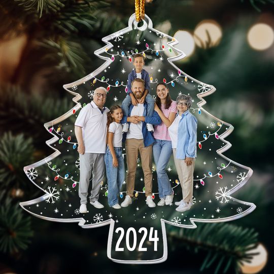 Discover Custom Photo On Christmas Tree - Personalized Acrylic Photo Ornament