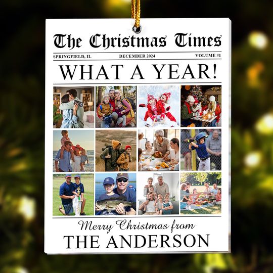 Discover The Christmas Times - What A Year Newspaper - Personalized Acrylic Photo Ornament
