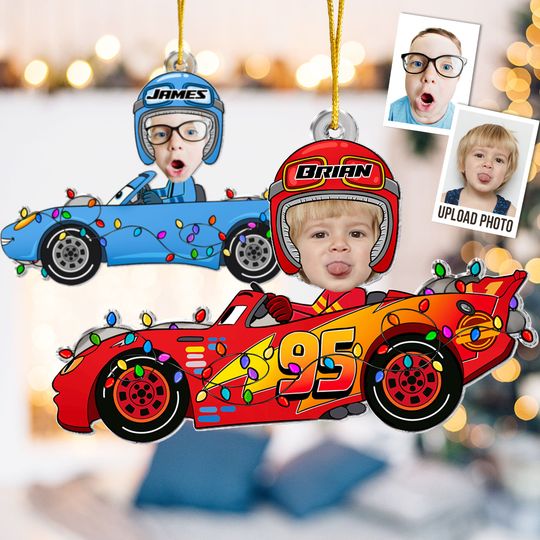 Discover Custom Kid Face Car Toys - Personalized Acrylic Photo Ornament