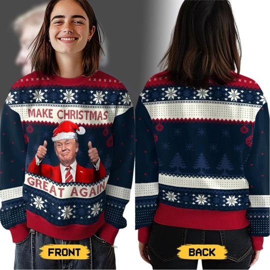 Discover Donald Trump Ugly Xmas Sweater, Trump Santa Hat Sweatshirt, Xmas Great Again Sweater, Christmas Gift