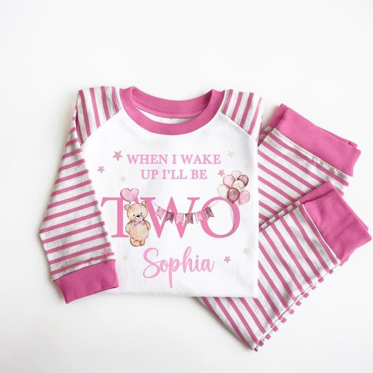 Discover Personalised When i wake up I'll be Two Pyjama Set, 2year old Birthday PJs