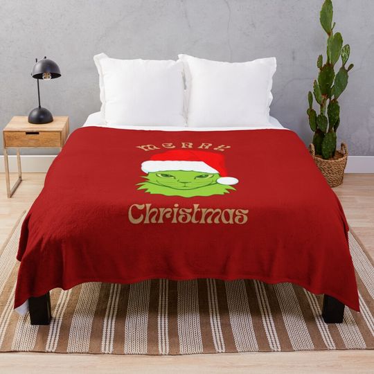 Discover green christmas cat , funny christmas cat , Meowy Xmas Throw Blanket