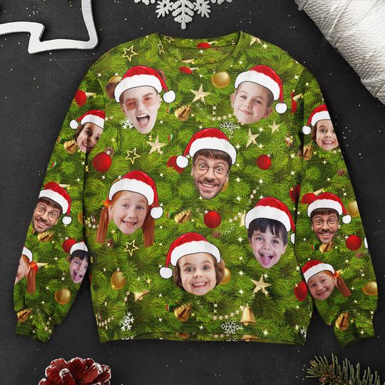 Discover Custom Face I Am A Stupid Christmas Tree Stupid - Personalized Photo Ugly Sweater